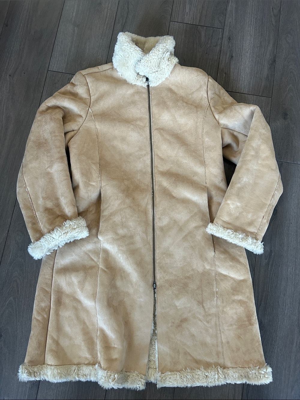 Smart Set Faux Suede Sherpa Long Coat – XL